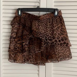 Of Two Minds Silk Leopard Mini Skirt